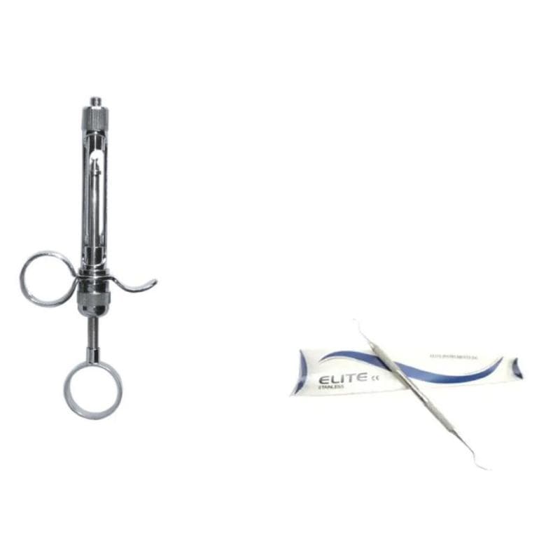 Dental Metal Syringe 1.5 Ring + Explorers Double End Curved 2317A Free