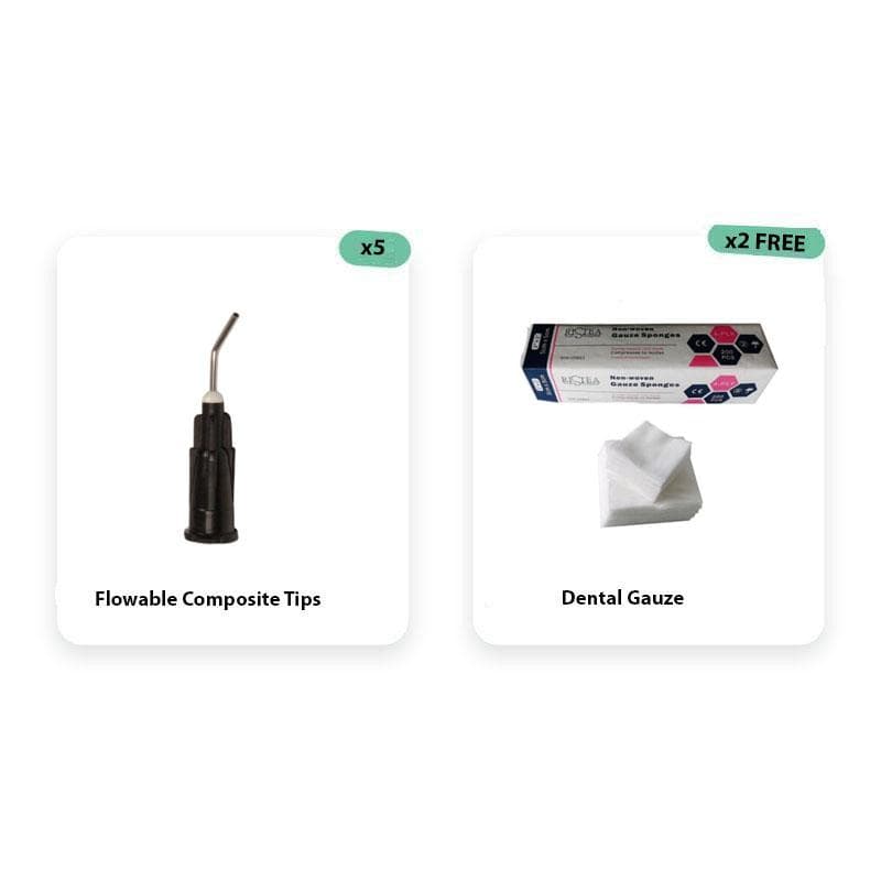 5 x Flowable Composite Tips + 2 x Dental Gauze Free